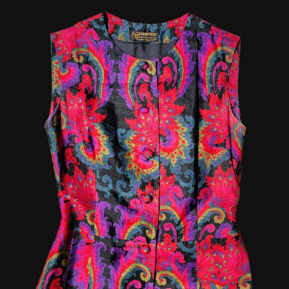 ❝ Countess vintage 60s silk mutlicolor mini dress ✿˖⋯ ❞ - Picture 5 of 7